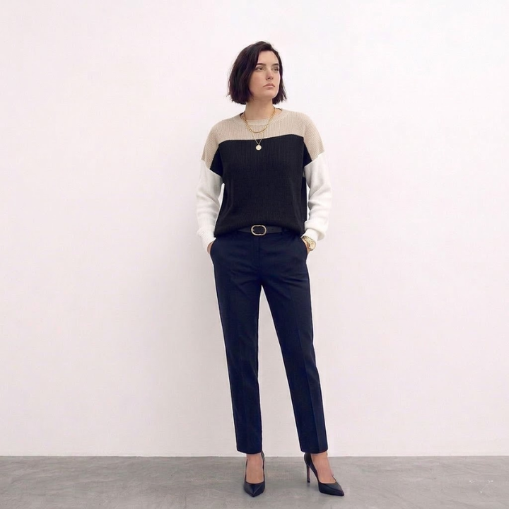 Color-block crew-neck sweater