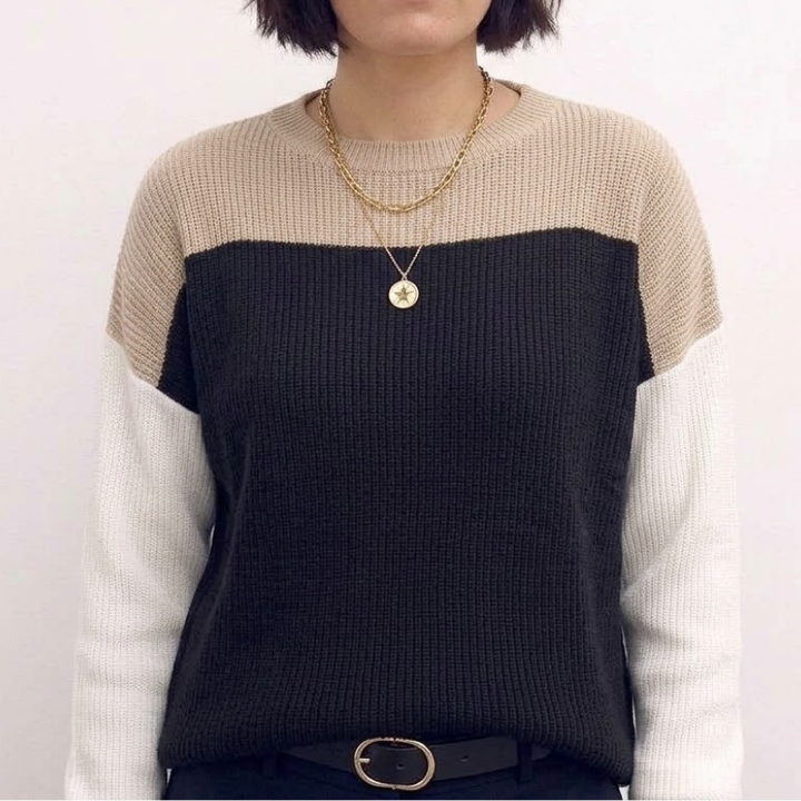 Color-block crew-neck sweater